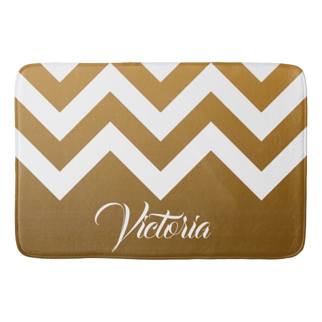 Golden Chevrons Bath Mat (Front)