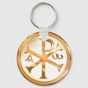 Golden Chi-Rho Keychain