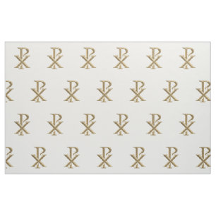 Golden Chi Rho Symbol Fabric