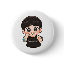 Golden Chibi Pin | Cute Music-Inspired Art Badge