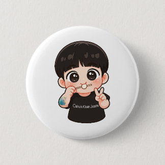 Golden Chibi Pin | Cute Music-Inspired Art Badge