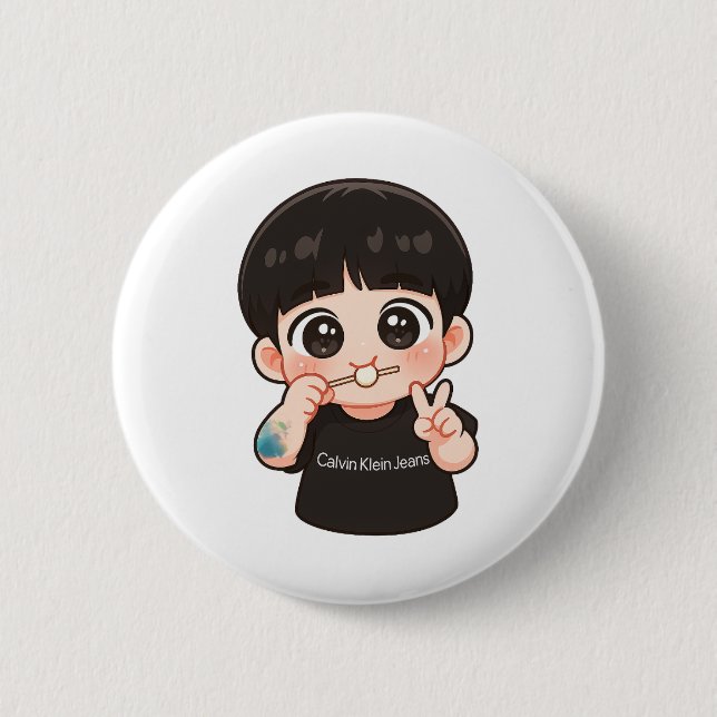 Golden Chibi Pin | Cute Music-Inspired Art Badge (Devant)