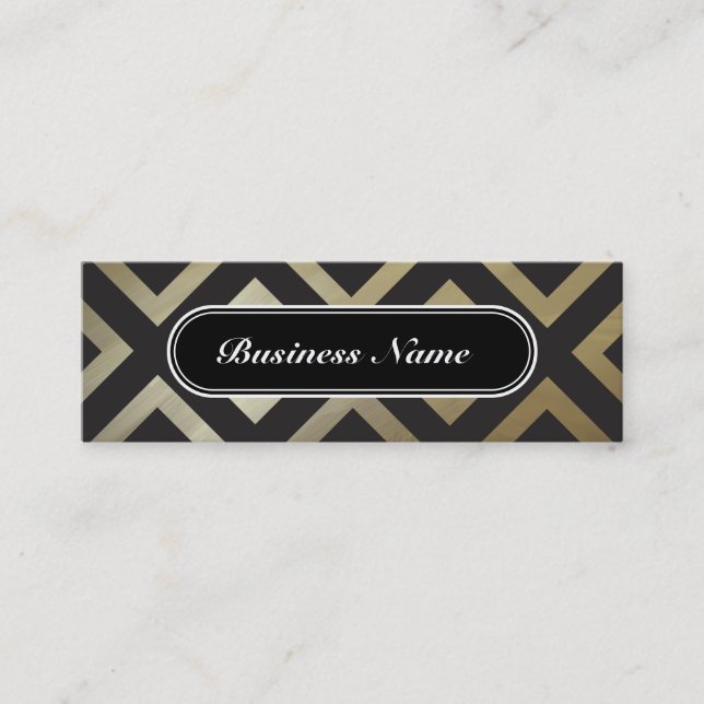 Golden Chic Graphic Square Pattern Mini Business Card (Front)