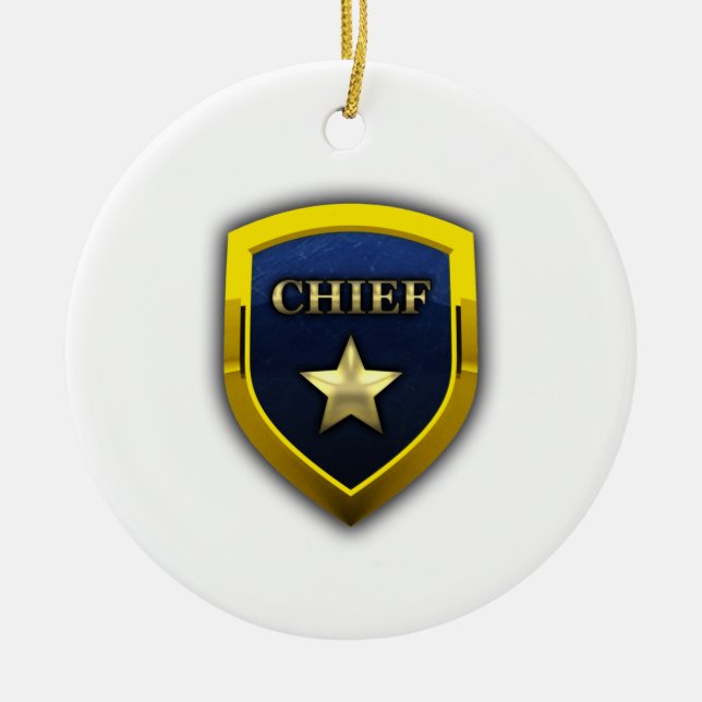 Golden Chief Badge Ceramic Ornament (Front)