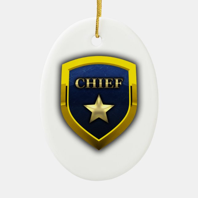 Golden Chief Badge Ceramic Ornament (Front)