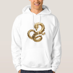 Golden Chinese Dragon Art   Mythical Creature Fant Hoodie