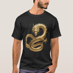 Golden Chinese Dragon Art   Mythical Creature Fant T-Shirt