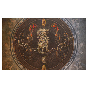 Golden chinese dragon fabric