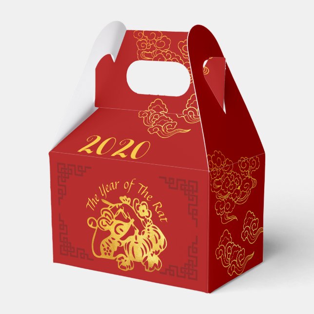 Golden Chinese Paper-cut Rat Year 2020 GFB Favor Box (Front Side)