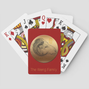 Golden Chinese Ram Year personalized Playing cards