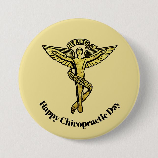 Golden Chiropractic Day Medical Symbol Button (Front)