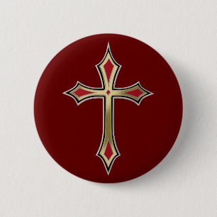 Golden Christian cross 2 Inch Round Button