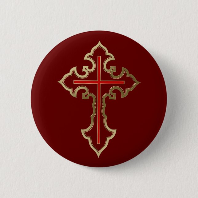 Golden Christian cross 2 Inch Round Button (Front)