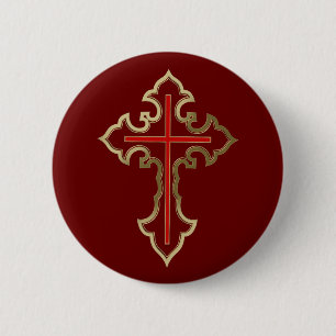 Golden Christian cross 2 Inch Round Button