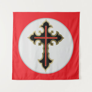 Golden Christian cross Tapestry