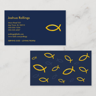 Golden Christian Fish   Inspirational Business Card