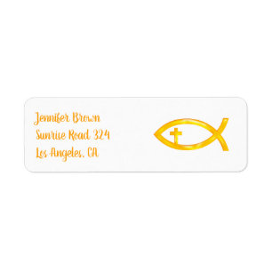 Golden Christian Fish Symbol with Crucifix