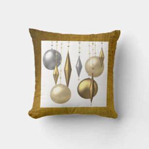 golden christmas ball on white background throw pillow