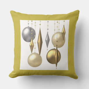 golden christmas ball on white background throw pillow