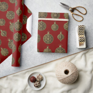 Golden Christmas balls Wrapping Paper