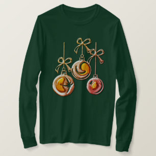 Golden Christmas Baubles and Bows T-Shirt