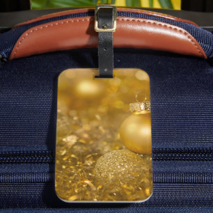 Golden Christmas Baubles Luggage Tag