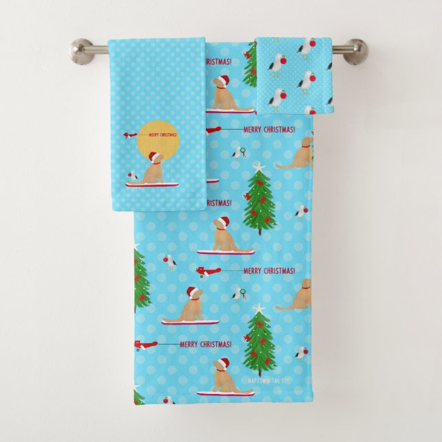 Golden Christmas Beach Jour rideau de douche (En situation)