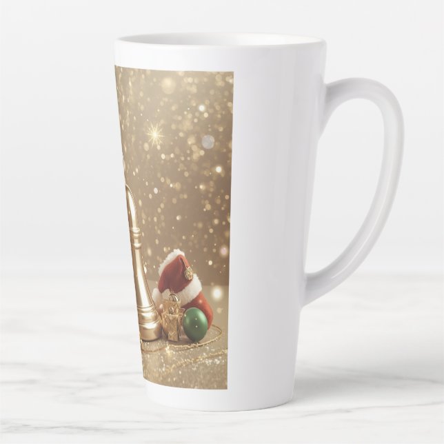 Golden Christmas Bell Latte Mug Holiday Design (Droite)