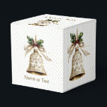 Golden Christmas Bell Shiny Stars Green Leaves Favor Box<br><div class="desc">Golden Christmas Bell Shiny Stars Green Leaves Favour Boxes. Unique,  beautiful,  stylish design. Easy to be personalized. Font style,  size and colours can be changed. Matching items available.</div>