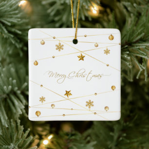 Golden Christmas Calligraphy Ceramic Ornament