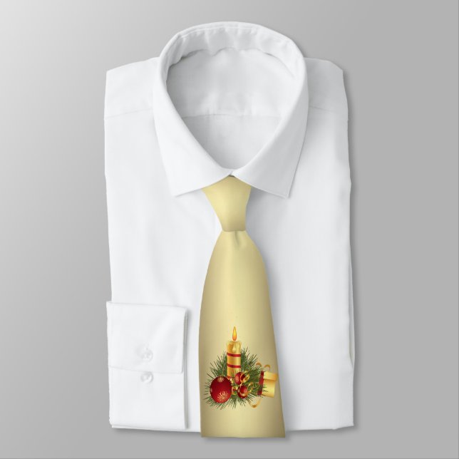 Golden Christmas Candle Tie (Tied)