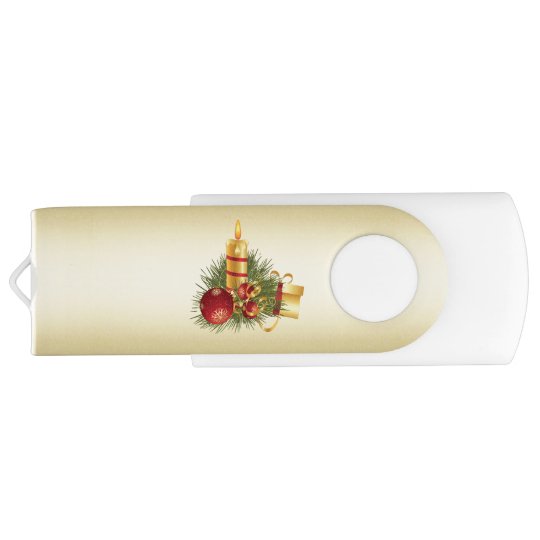 Golden Christmas Candle USB Flash Drive