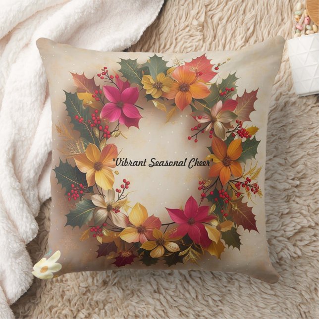 "Golden Christmas Cheer" Throw Pillow (Blanket)