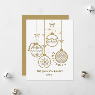 Golden Christmas Decoration Balls Holiday Card