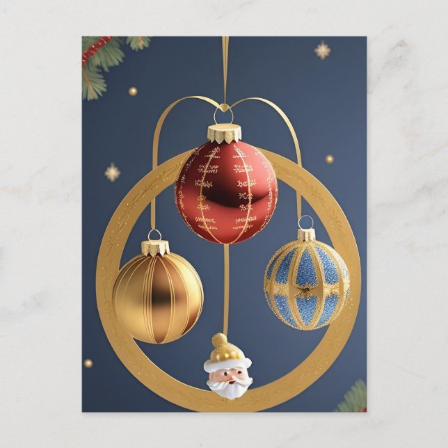 Golden Christmas Decorations Postcard (Front)