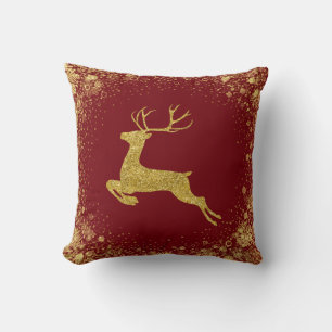Golden Christmas Deer elegant design Throw Pillow