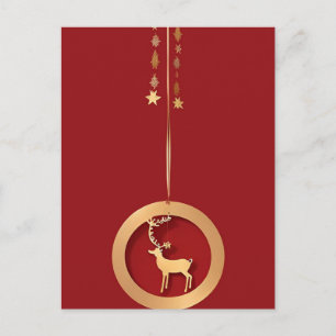 🎁 Golden Christmas Deer Elegant Festive Winter Postcard