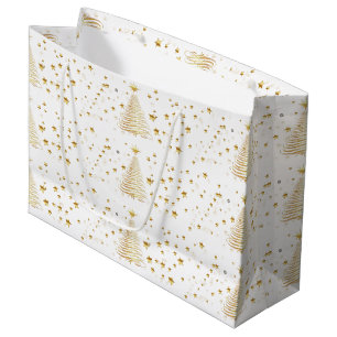Golden Christmas Gift Bag - Large, Glossy