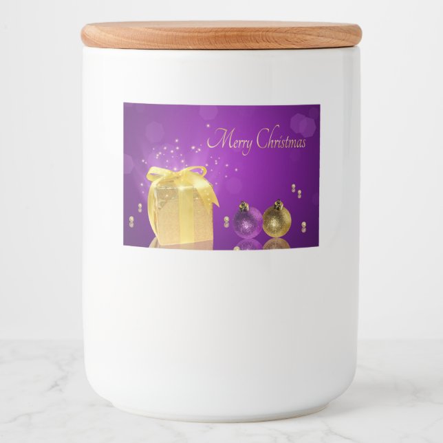 Golden Christmas Gift Box Food Label (Front)