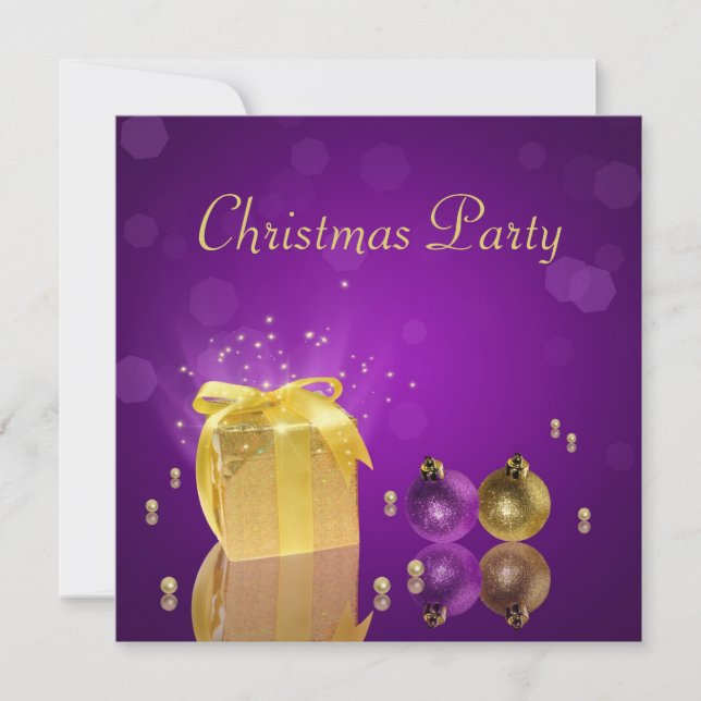 Golden Christmas Gift Box Invitation (Front)