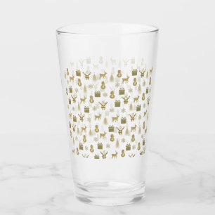 Golden Christmas glass tumbler