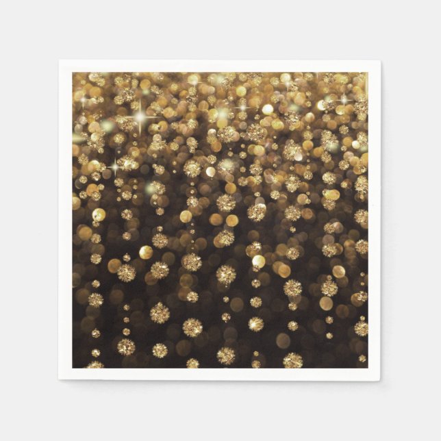 Golden Christmas Glitter Sparkles Napkin (Front)