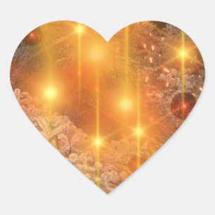 Golden Christmas Heart Sticker