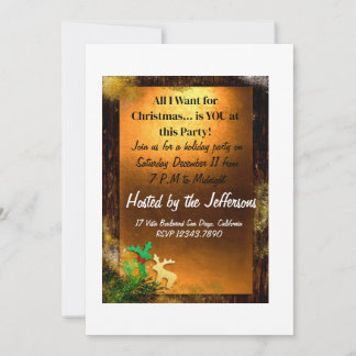 Golden Christmas invitation 