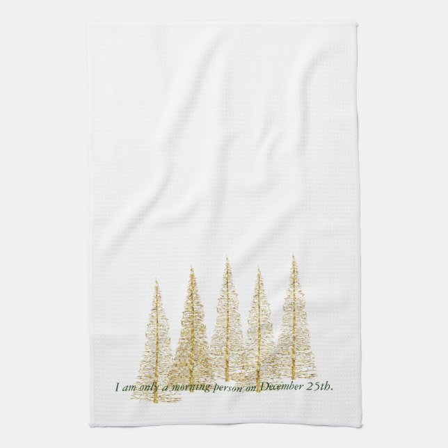 Golden Christmas Morning Tea Kitchen Towel (Vertical)