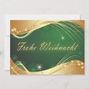 Golden Christmas Motif with Green Background Holiday Card