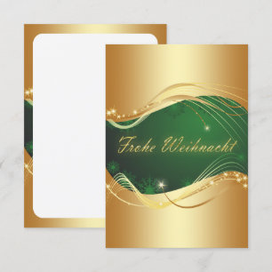 Golden Christmas Motif with Green Background Invitation