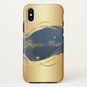 Golden Christmas motive with blue background... Case-Mate iPhone Case