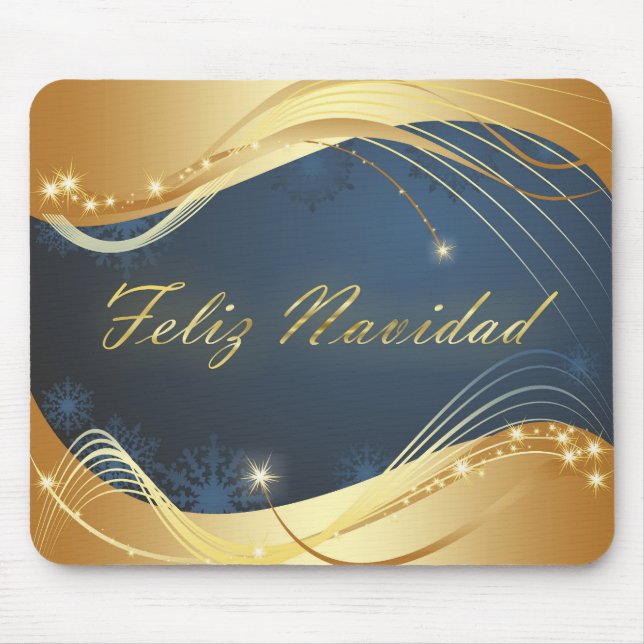 Golden Christmas motive with blue background... Mouse Pad (Front)