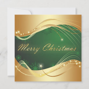 Golden Christmas motive with green background Holiday Card